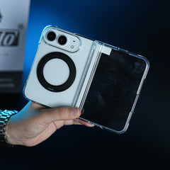 Crystal Clear Case for iPhone Duo | 360° Rotating Metal Stand & Hinge Protection