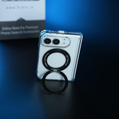 Crystal Clear Case for iPhone Duo | 360° Rotating Metal Stand & Hinge Protection