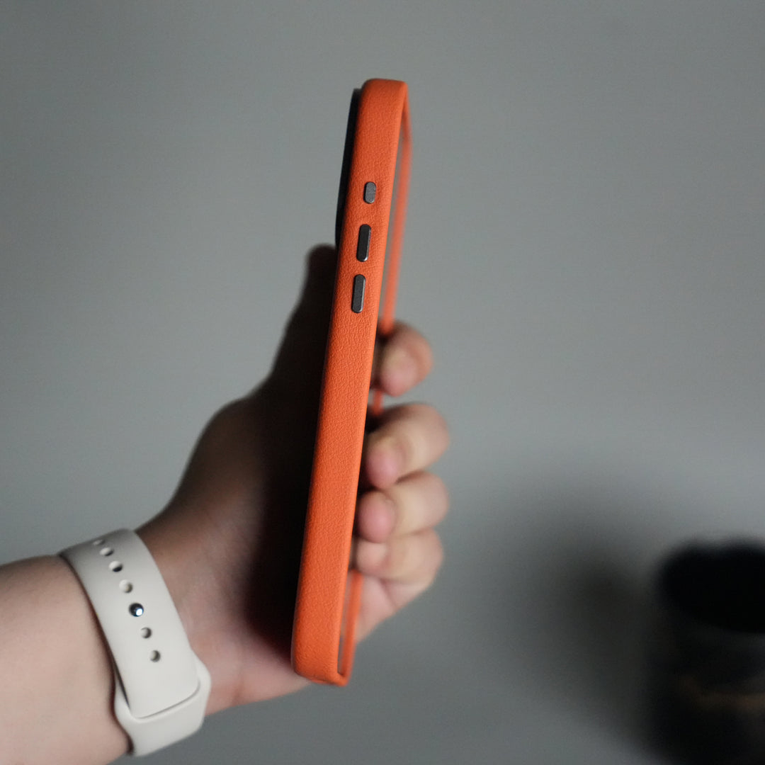 iPhone 17 Pro max Premium Leather-Texture Back Case with Metal Kickstand