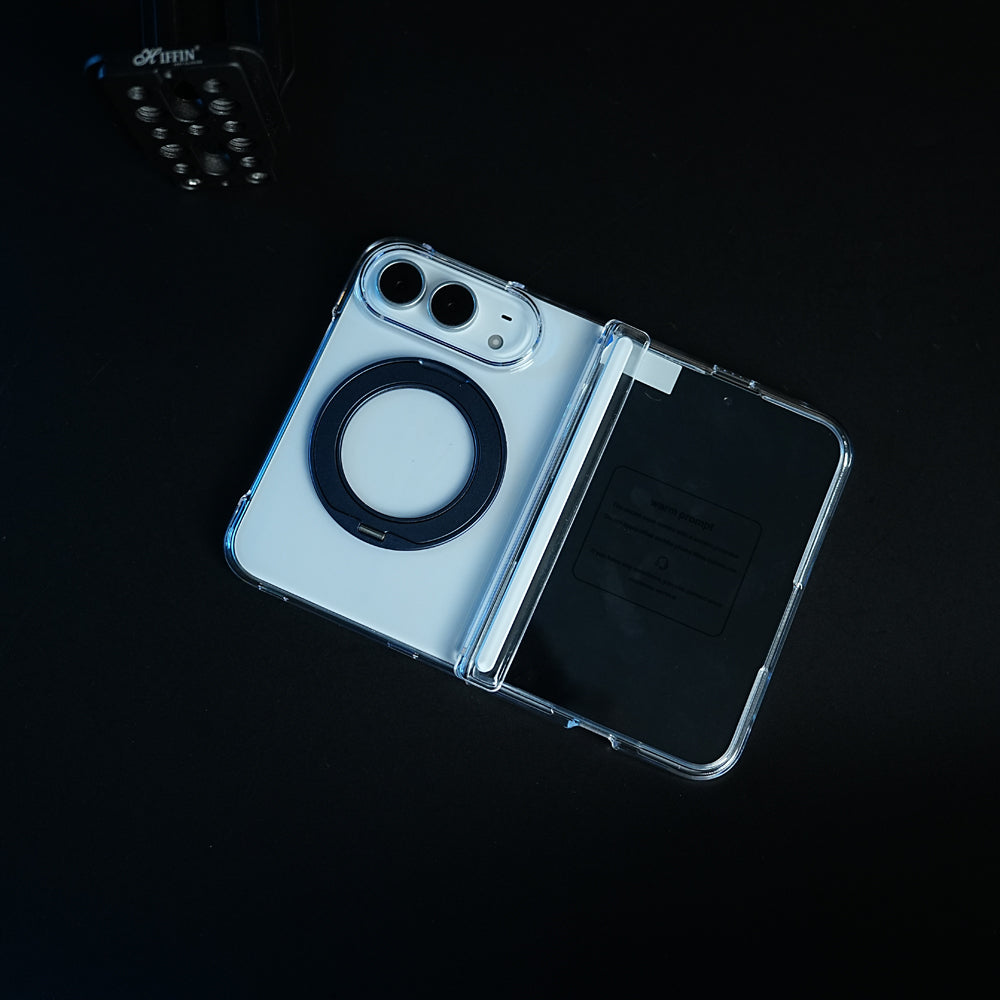 Crystal Clear Case for iPhone Duo | 360° Rotating Metal Stand & Hinge Protection