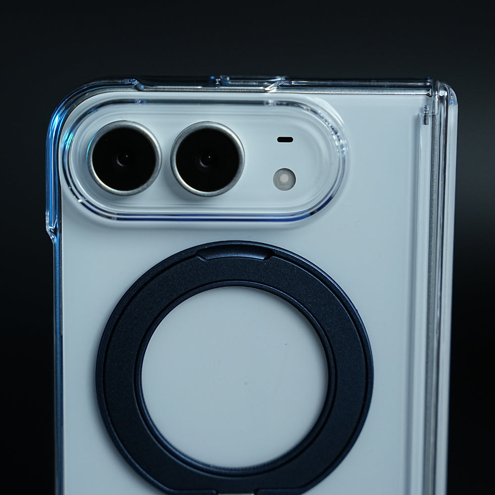 Crystal Clear Case for iPhone Duo | 360° Rotating Metal Stand & Hinge Protection