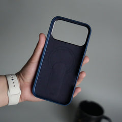 iPhone 17 Pro max Premium Leather-Texture Back Case with Metal Kickstand