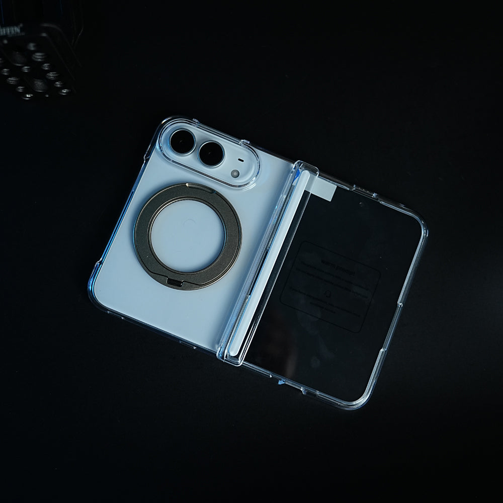 Crystal Clear Case for iPhone Duo | 360° Rotating Metal Stand & Hinge Protection