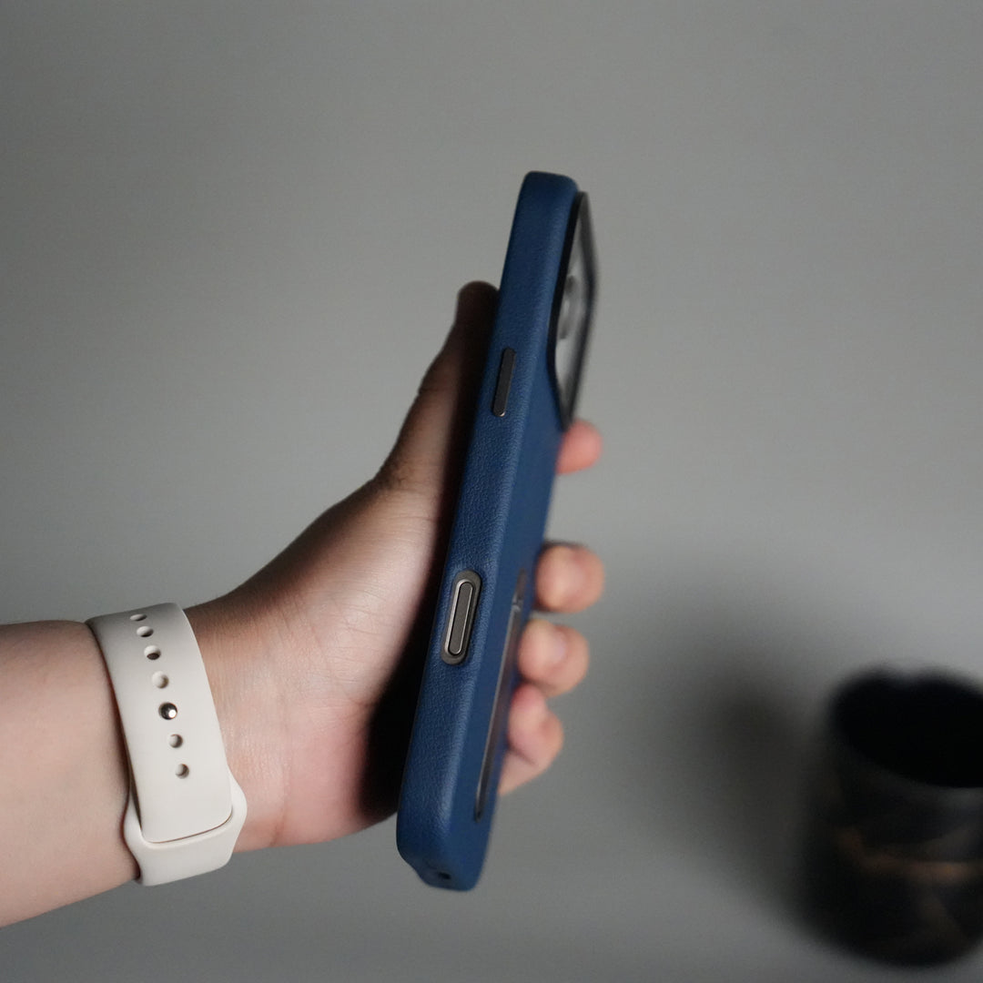 iPhone 17 Pro max Premium Leather-Texture Back Case with Metal Kickstand