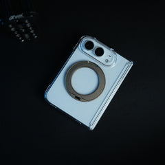 Crystal Clear Case for iPhone Duo | 360° Rotating Metal Stand & Hinge Protection