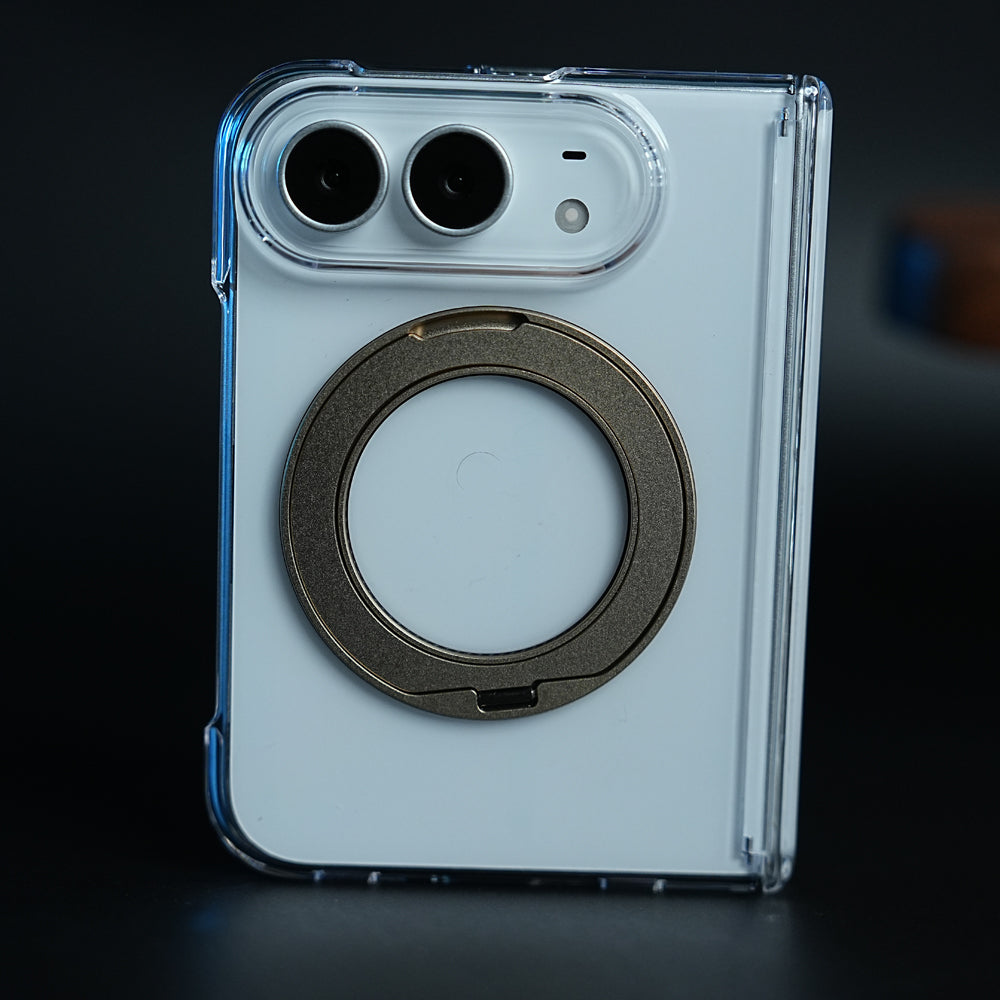 Crystal Clear Case for iPhone Duo | 360° Rotating Metal Stand & Hinge Protection