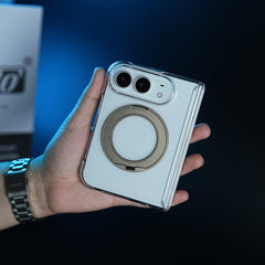 Crystal Clear Case for iPhone Duo | 360° Rotating Metal Stand & Hinge Protection