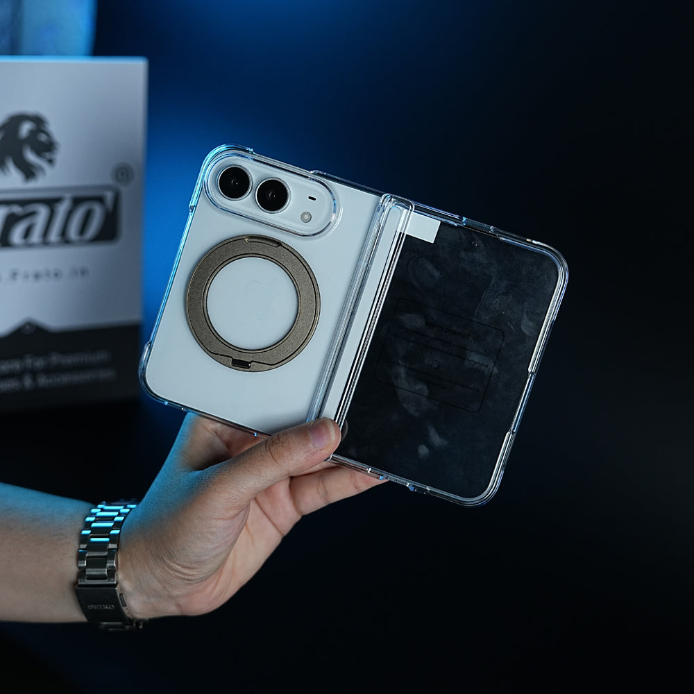 Crystal Clear Case for iPhone Duo | 360° Rotating Metal Stand & Hinge Protection