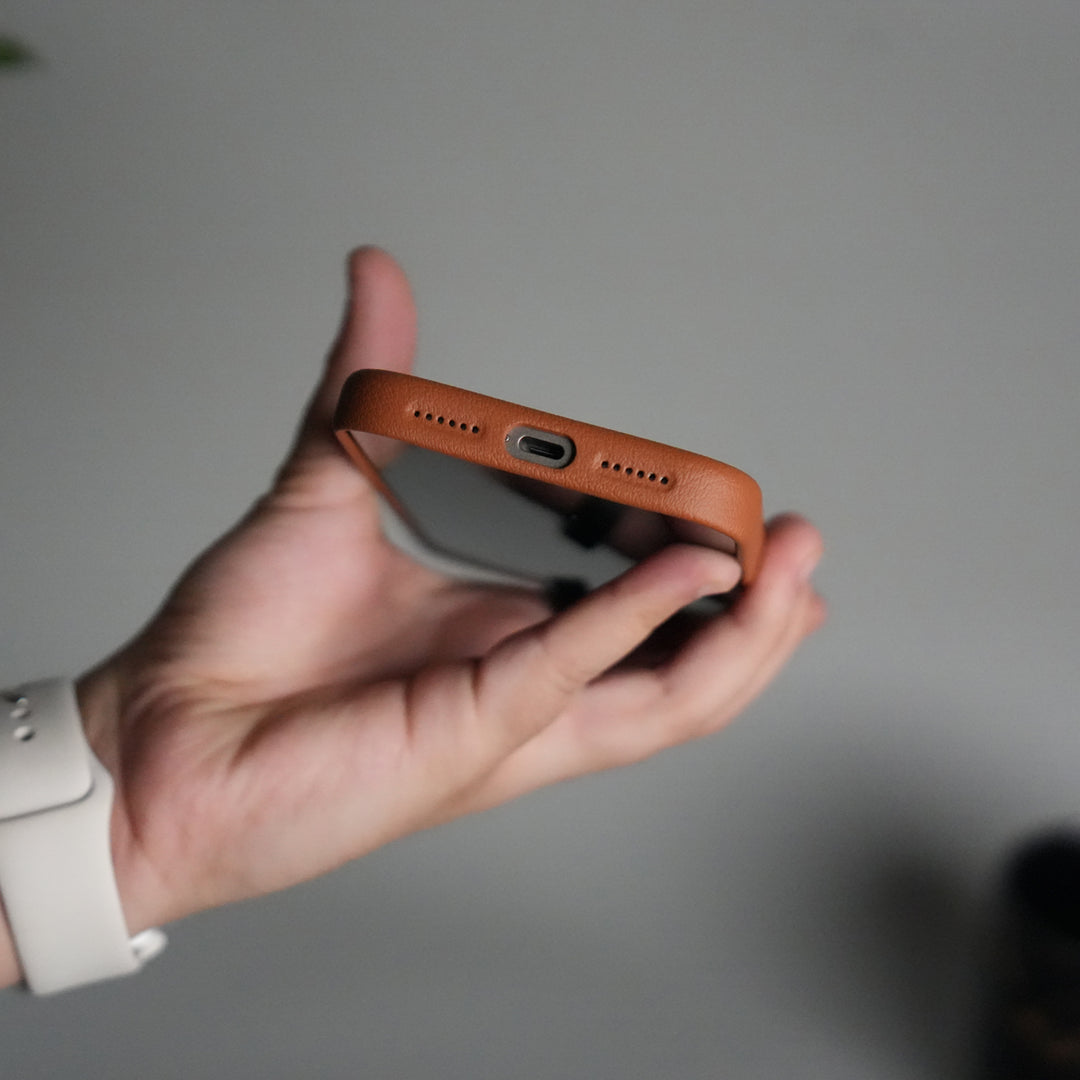 iPhone 17 Pro max Premium Leather-Texture Back Case with Metal Kickstand