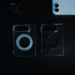 Crystal Clear Case for iPhone Duo | 360° Rotating Metal Stand | Front Glass | Metal Camera Ring