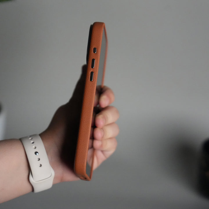 iPhone 17 Pro max Premium Leather-Texture Back Case with Metal Kickstand