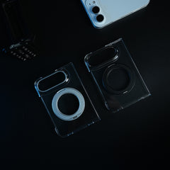Crystal Clear Case for iPhone Duo | 360° Rotating Metal Stand | Front Glass | Metal Camera Ring