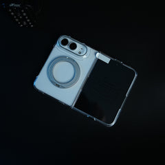 Crystal Clear Case for iPhone Duo | 360° Rotating Metal Stand | Front Glass | Metal Camera Ring