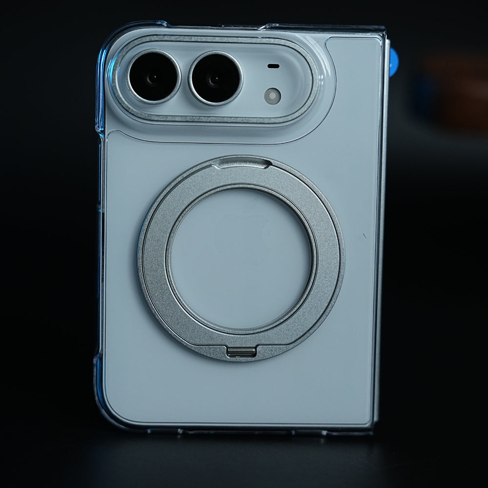 Crystal Clear Case for iPhone Duo | 360° Rotating Metal Stand | Front Glass | Metal Camera Ring