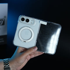 Crystal Clear Case for iPhone Duo | 360° Rotating Metal Stand | Front Glass | Metal Camera Ring