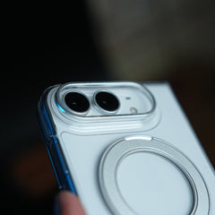 Crystal Clear Case for iPhone Duo | 360° Rotating Metal Stand | Front Glass | Metal Camera Ring