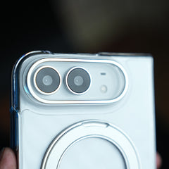 Crystal Clear Case for iPhone Duo | 360° Rotating Metal Stand | Front Glass | Metal Camera Ring