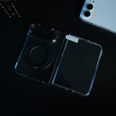 Crystal Clear Case for iPhone Duo | 360° Rotating Metal Stand | Front Glass | Metal Camera Ring