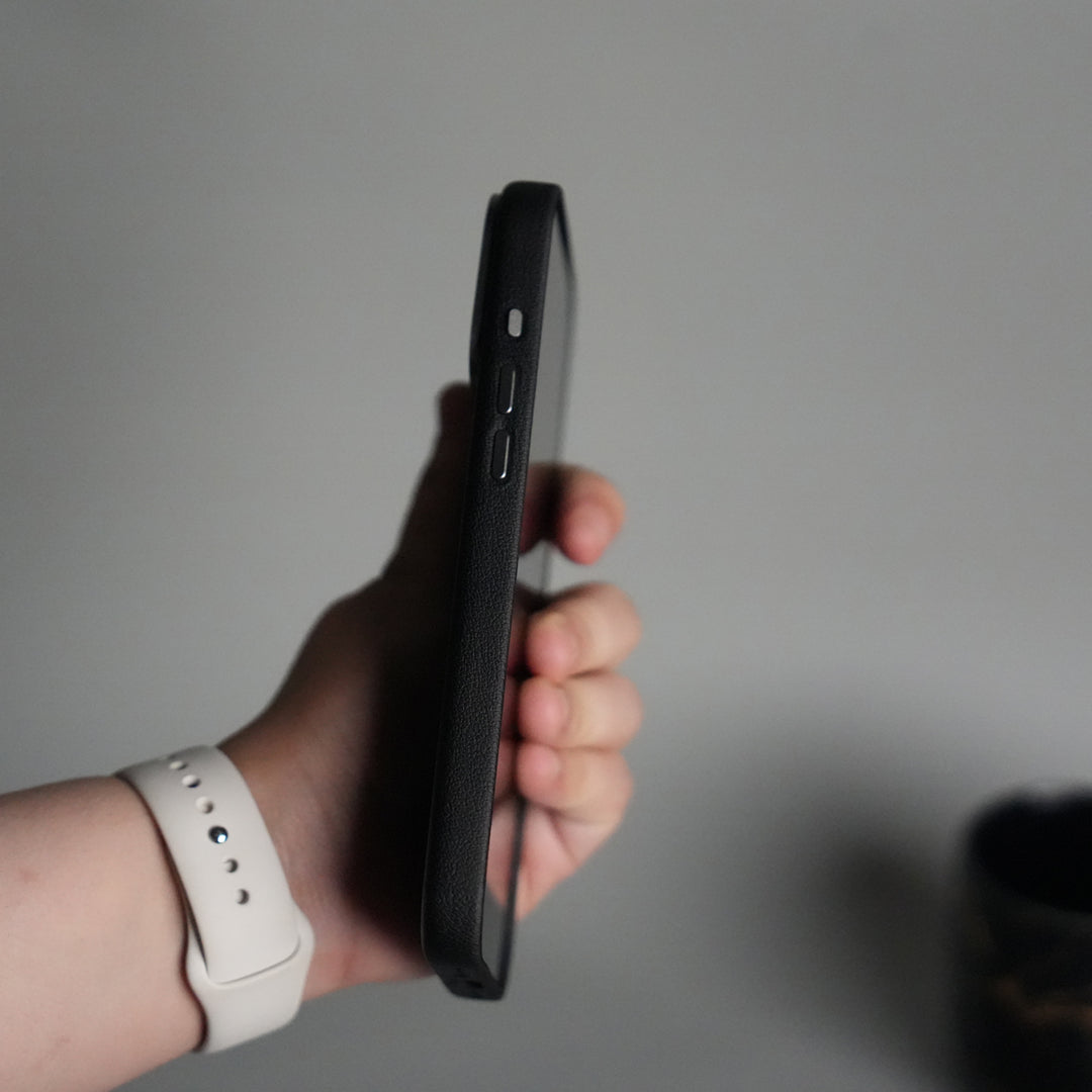 iPhone 17 Pro max Premium Leather-Texture Back Case with Metal Kickstand