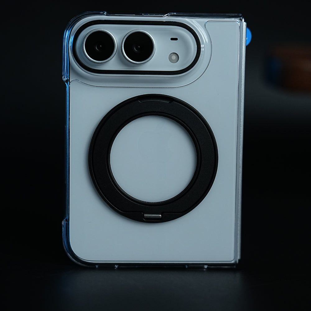 Crystal Clear Case for iPhone Duo | 360° Rotating Metal Stand | Front Glass | Metal Camera Ring