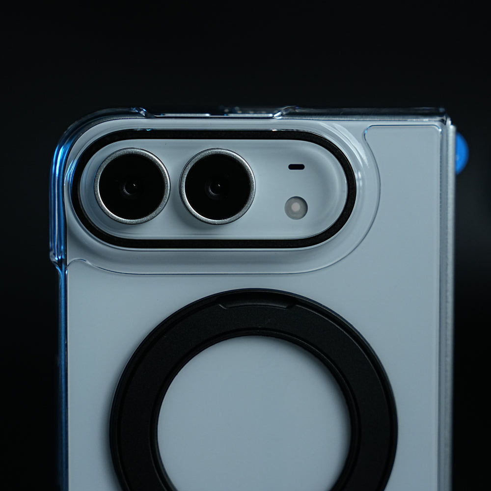 Crystal Clear Case for iPhone Duo | 360° Rotating Metal Stand | Front Glass | Metal Camera Ring