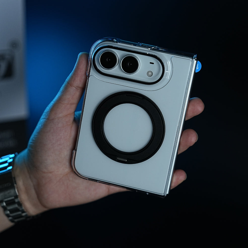 Crystal Clear Case for iPhone Duo | 360° Rotating Metal Stand | Front Glass | Metal Camera Ring