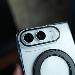 Crystal Clear Case for iPhone Duo | 360° Rotating Metal Stand | Front Glass | Metal Camera Ring
