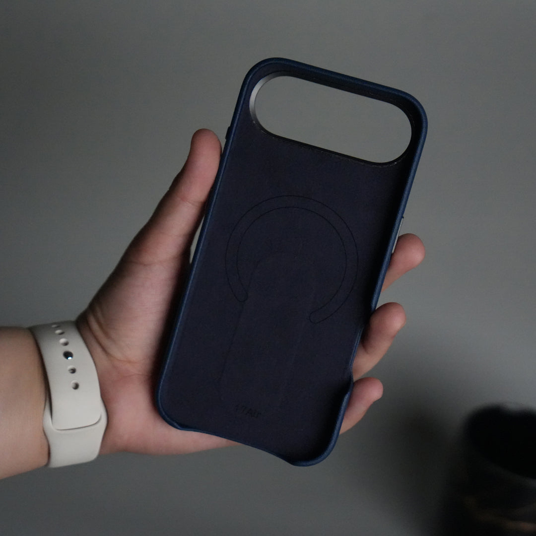 iPhone 17 Air Premium Leather-Texture Back Case with Metal Kickstand | Shockproof Cover