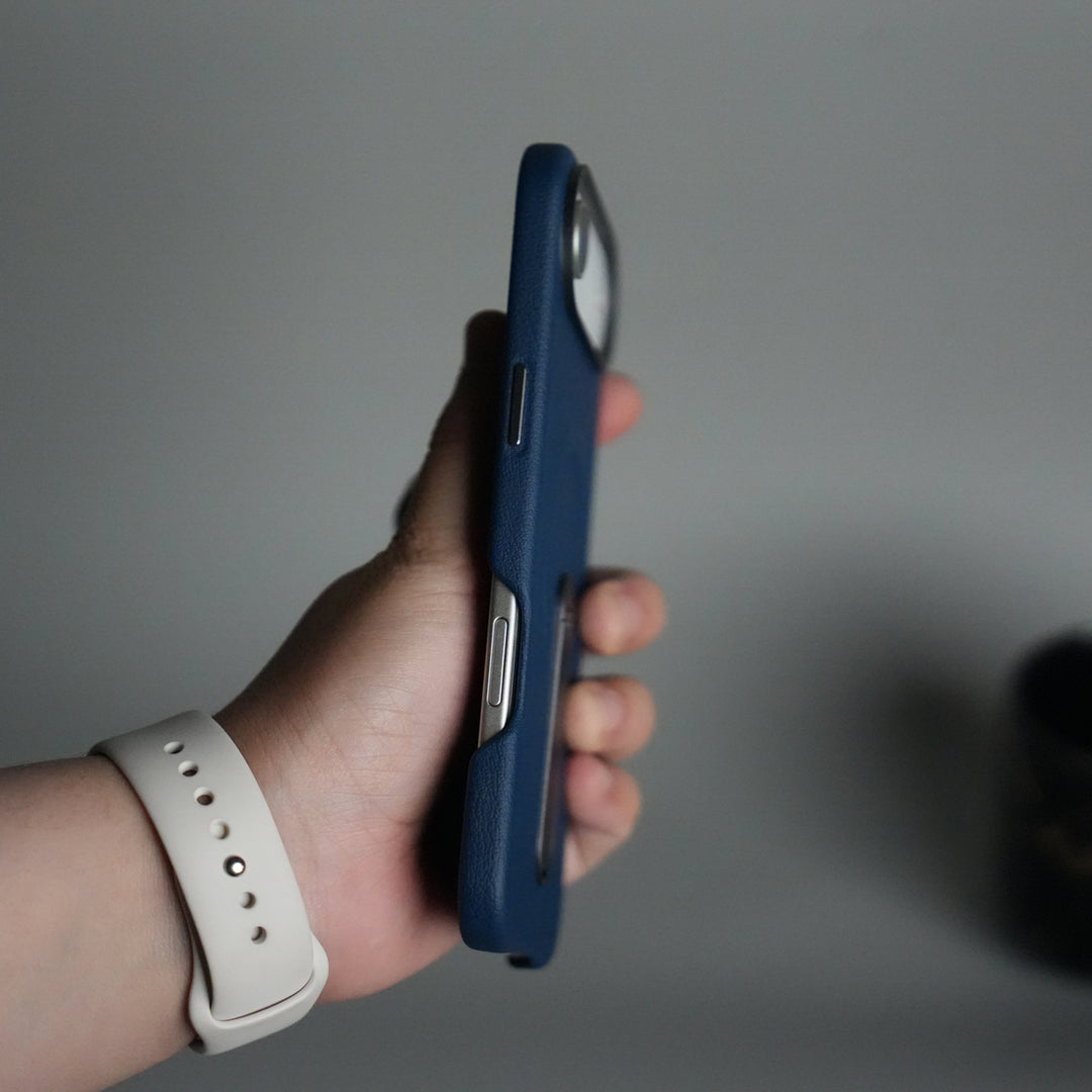 iPhone 17 Air Premium Leather-Texture Back Case with Metal Kickstand | Shockproof Cover