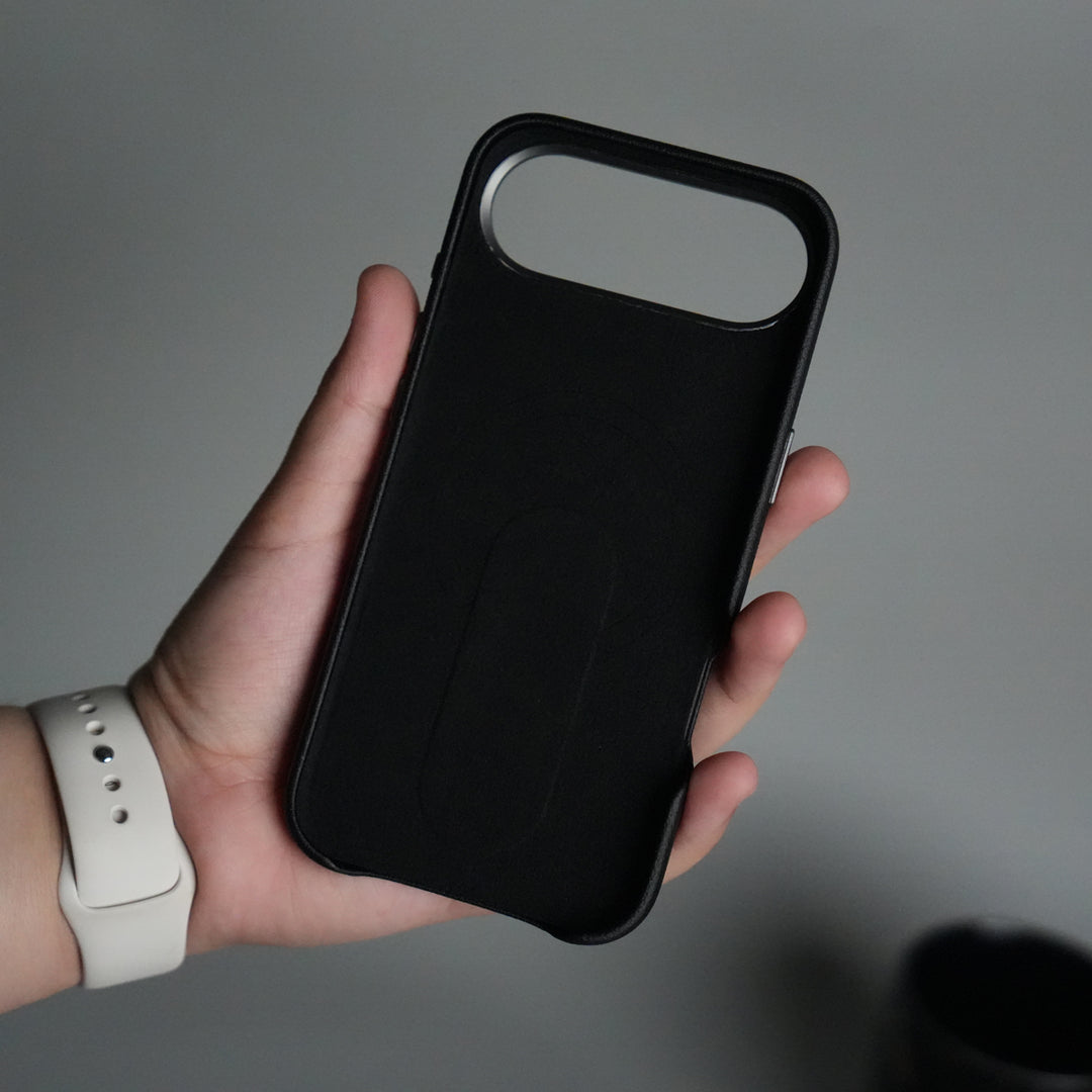 iPhone 17 Air Premium Leather-Texture Back Case with Metal Kickstand | Shockproof Cover