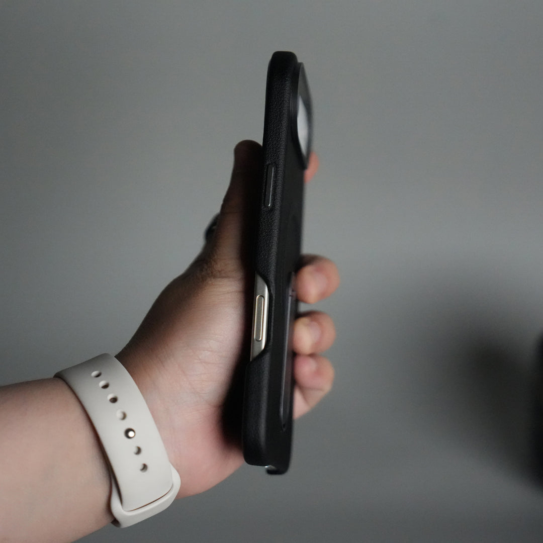 iPhone 17 Air Premium Leather-Texture Back Case with Metal Kickstand | Shockproof Cover