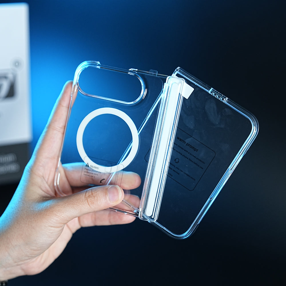 CrystalGuard Duo MagSafe Case for iPhone Duo | Clear Back Cover with Hinge & Front Glass Protection