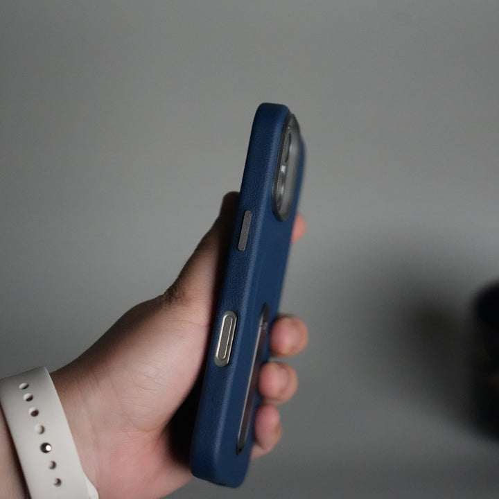 iPhone 17 Premium Leather-Texture Back Case with Metal Kickstand | Shockproof Cover