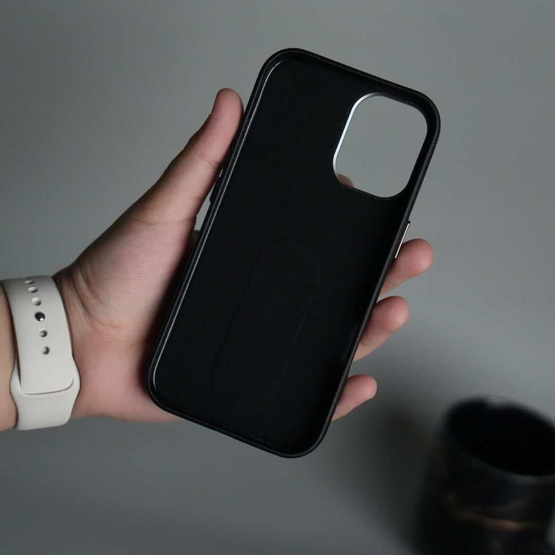 iPhone 17 Premium Leather-Texture Back Case with Metal Kickstand | Shockproof Cover