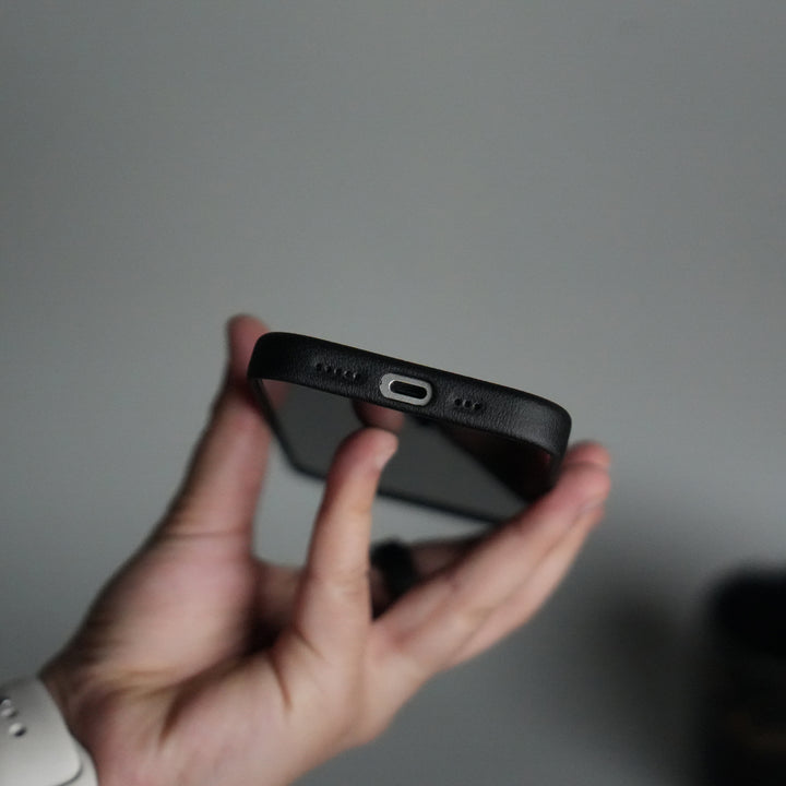 iPhone 17 Premium Leather-Texture Back Case with Metal Kickstand | Shockproof Cover