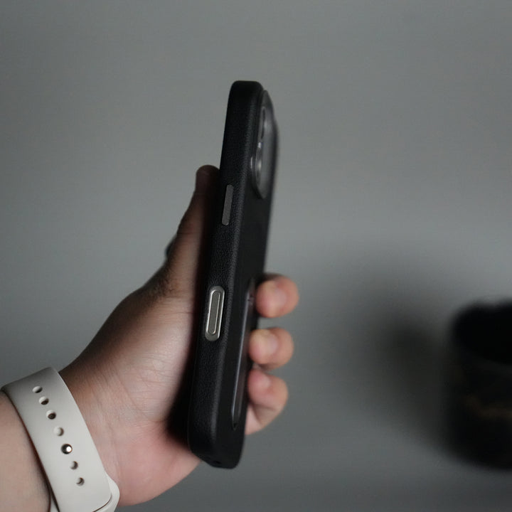 iPhone 17 Premium Leather-Texture Back Case with Metal Kickstand | Shockproof Cover