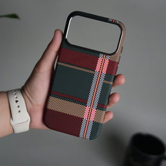 iPhone 18 Series Carbon Fiber Texture Design Hard Pc MagSafe Case Cover (Green Red)