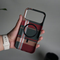 iPhone 18 Series Carbon Fiber Texture Design Hard Pc MagSafe Case Cover (Green Red)