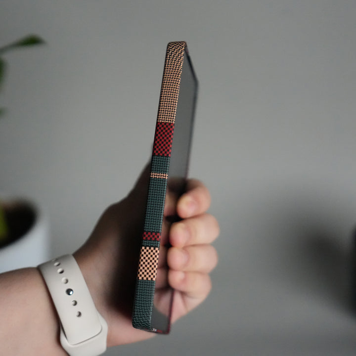 Galaxy S25 Ultra Carbon Fiber Texture Design Hard Pc MagSafe Case Cover (Green Red)