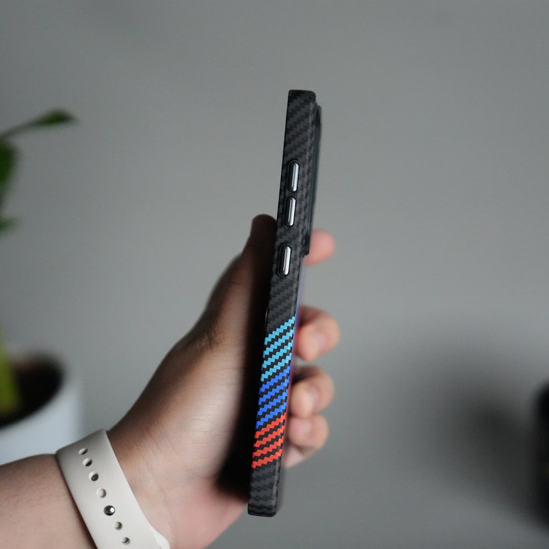 Galaxy S25 Ultra Carbon Fiber Texture Design Hard Pc MagSafe Case Cover (Cross Blue Red)