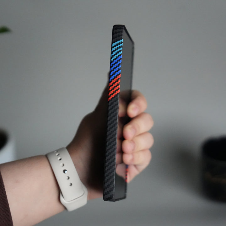 Galaxy S25 Ultra Carbon Fiber Texture Design Hard Pc MagSafe Case Cover (Cross Blue Red)