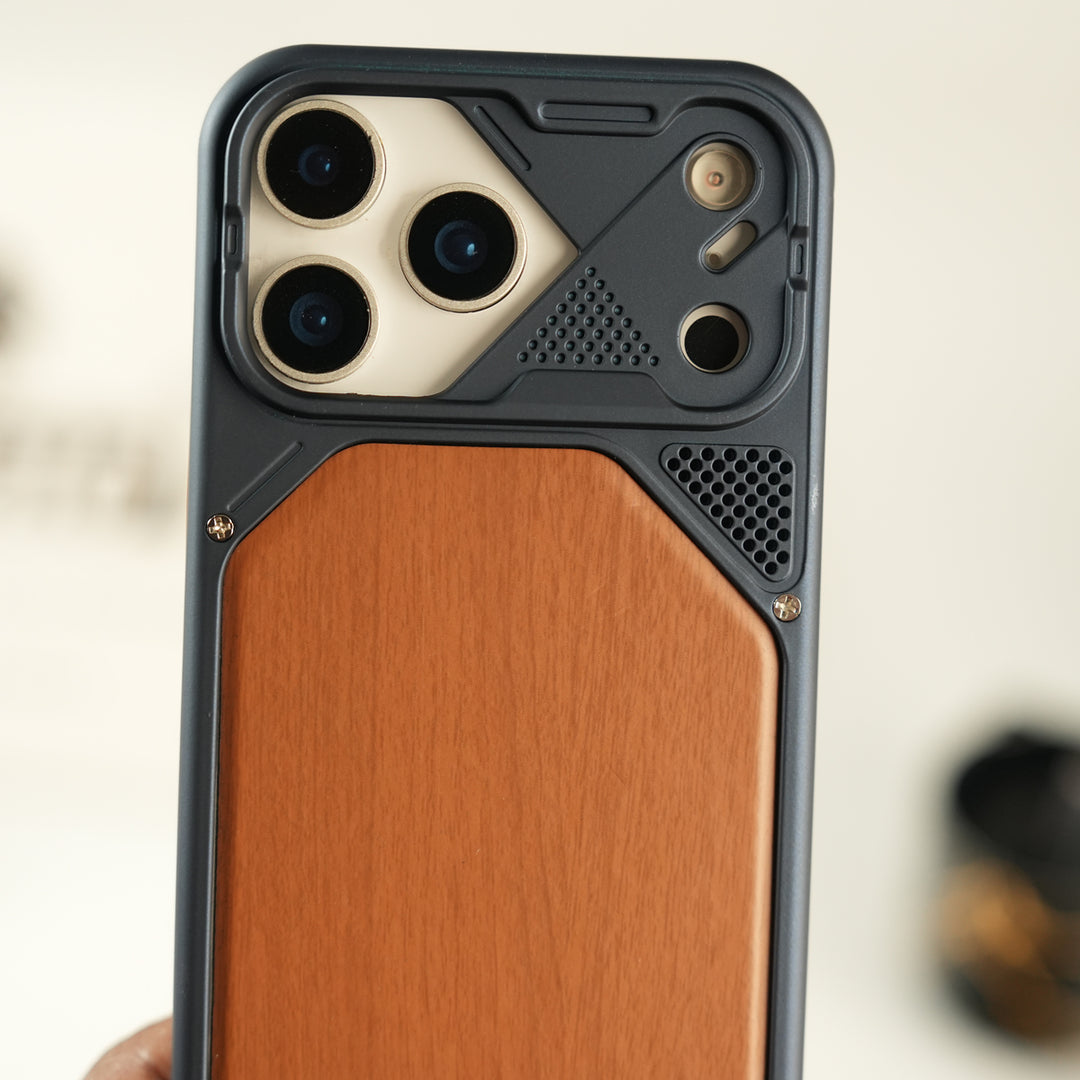 iPhone 17 Series Premium Wood Texture PVC MagSafe Protective Case