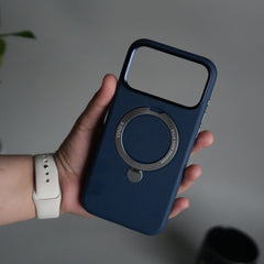 iPhone 17 Pro Premium Leather Kickstand Case | Metal Ring Stand | Shockproof Back Cover