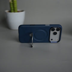 iPhone 17 Pro Premium Leather Kickstand Case | Metal Ring Stand | Shockproof Back Cover