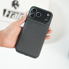 iPhone Series PU Leather Texture Case | Silicone Frame & Metal Camera Guard