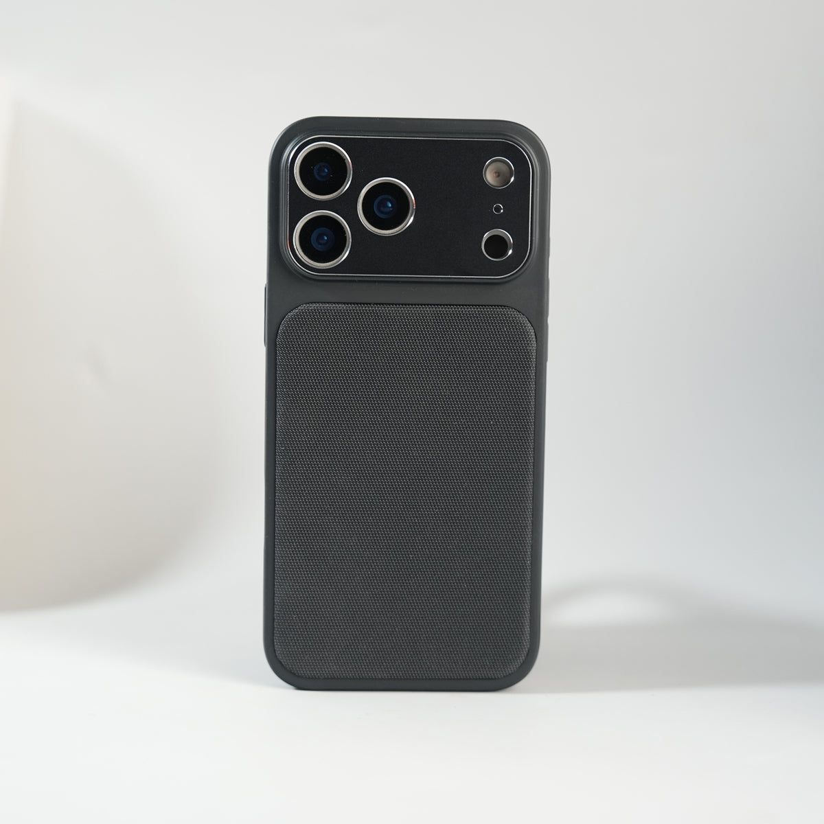 iPhone Series PU Leather Texture Case | Silicone Frame & Metal Camera Guard