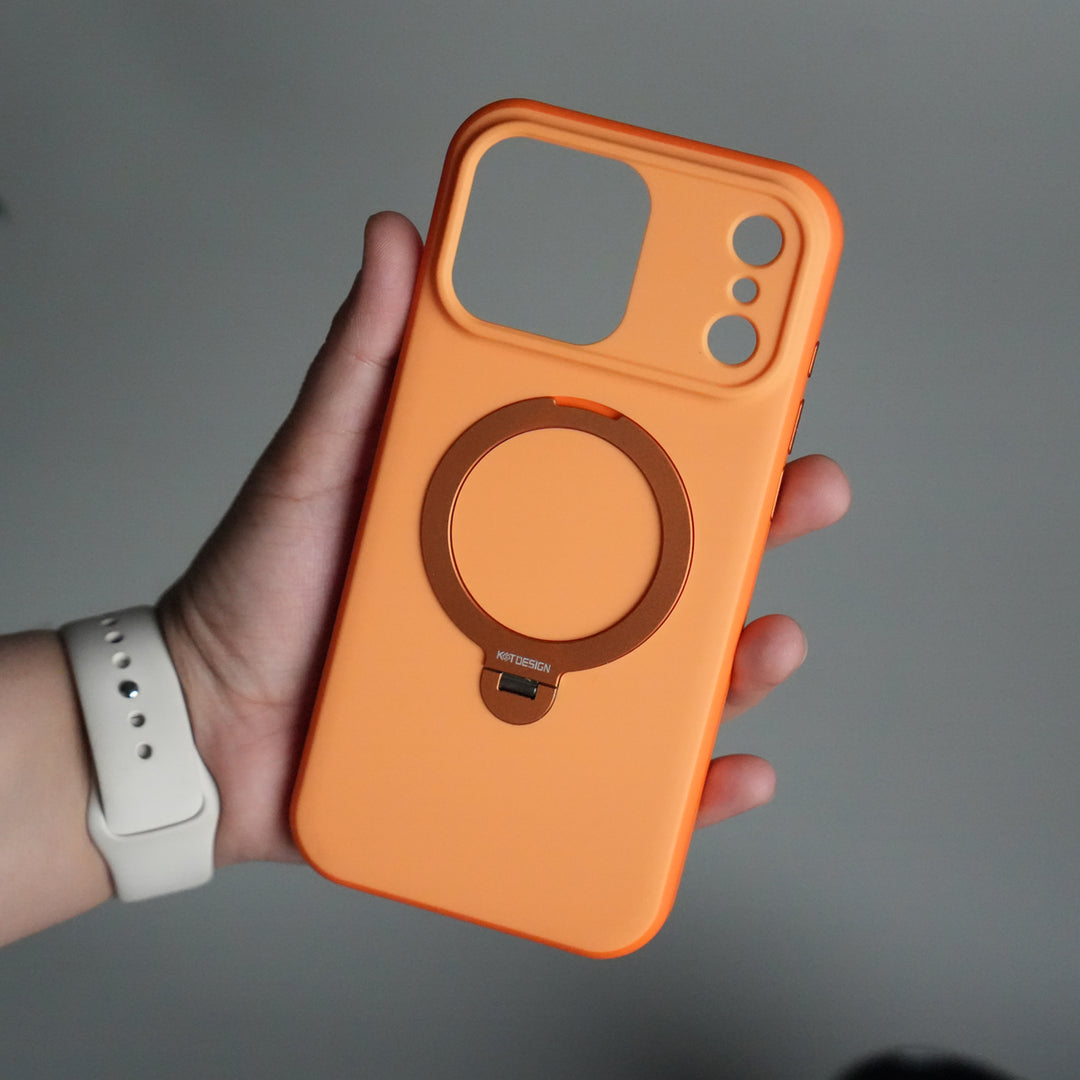 iPhone 17 Pro Max Liquid PC MagSafe Case | Soft Touch Back Cover with Metal Kickstand Ring