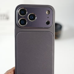 iPhone Series PU Leather Texture Case | Silicone Frame & Metal Camera Guard