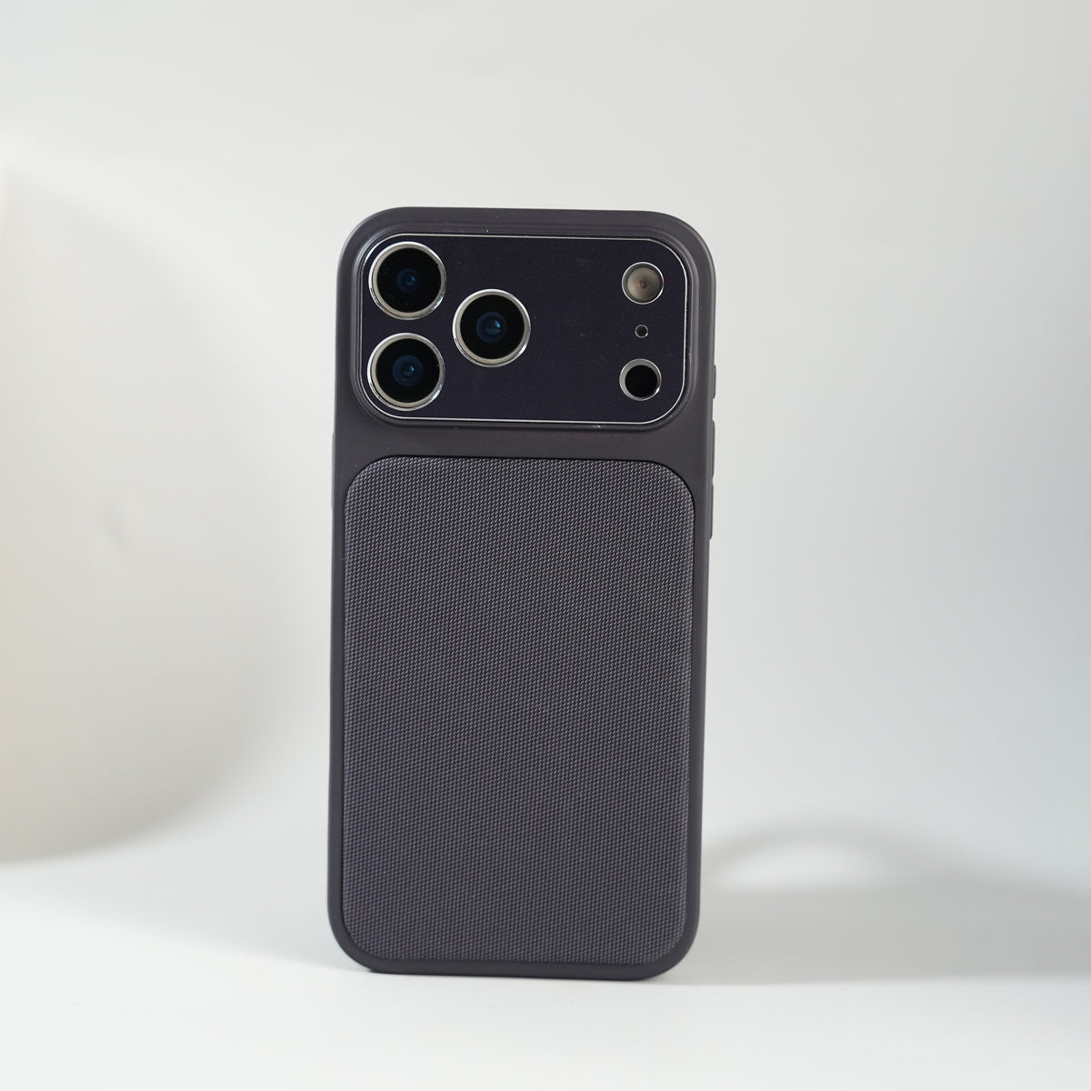 iPhone Series PU Leather Texture Case | Silicone Frame & Metal Camera Guard