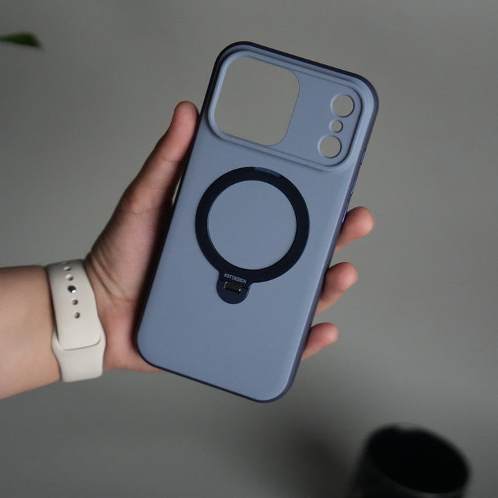 iPhone 17 Pro Max Liquid PC MagSafe Case | Soft Touch Back Cover with Metal Kickstand Ring